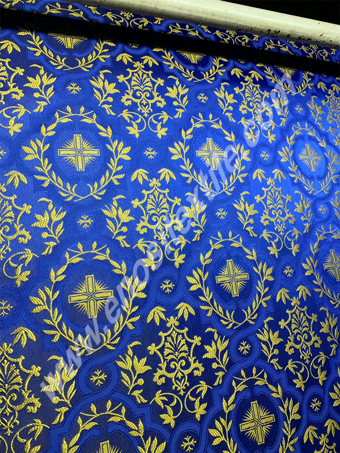 KL-049 Dark Blue-Gold Brocade Fabrics